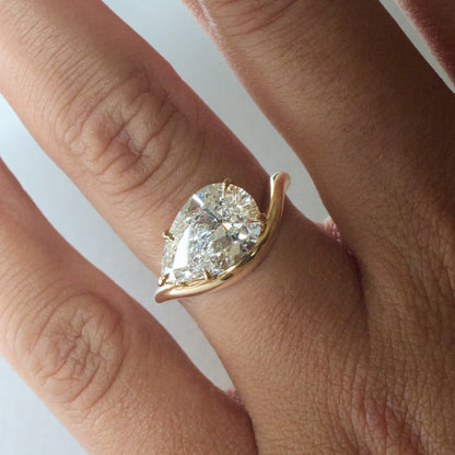 3ct East West Pear Solitaire - Curved Band