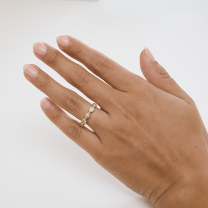 East-West Pear Bezel Set Diamond Wedding Ring