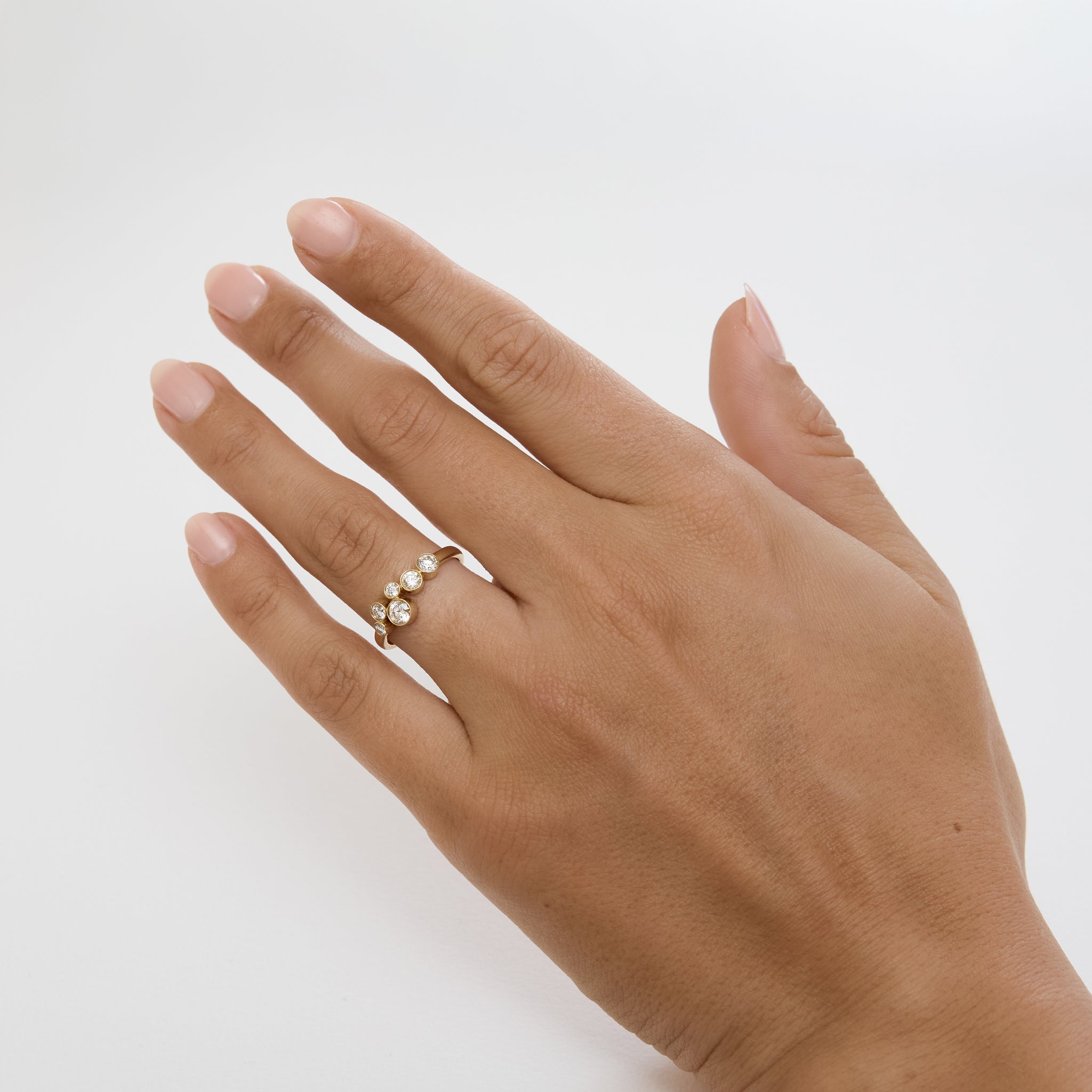 Bezel Diamond Cluster Ring
