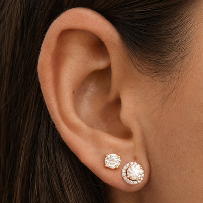 18ct Yellow Gold & Platinum Diamond Stud and Halo Jacket Earrings