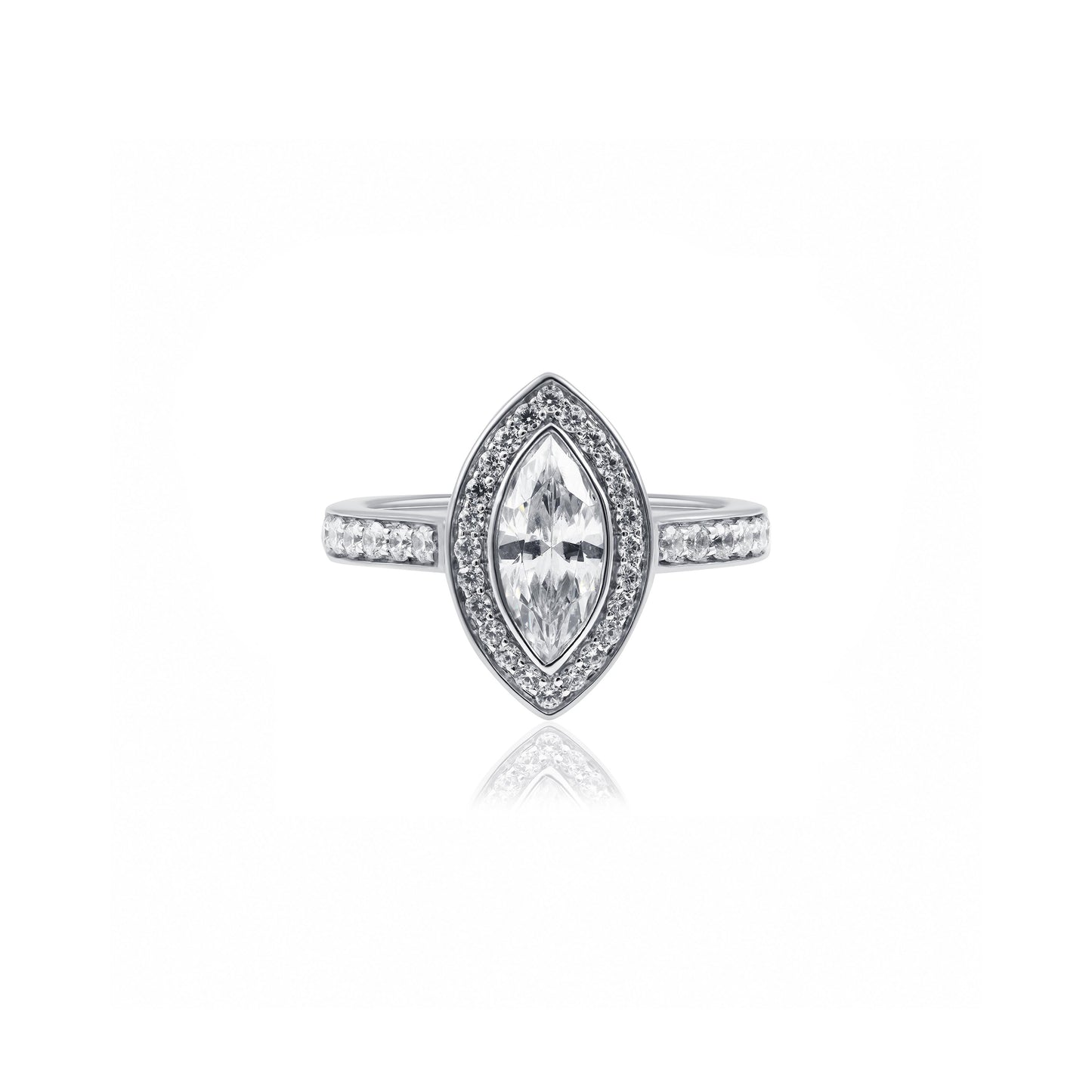 1ct Platinum Marquise Lab Grown Halo Diamond Engagement Ring