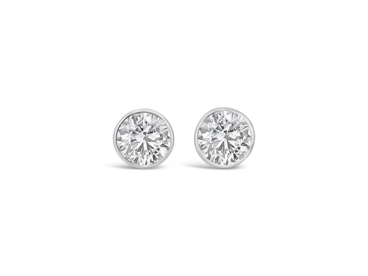 Classic 9CT White Gold Cubic Zirconia Bezel Set Earrings