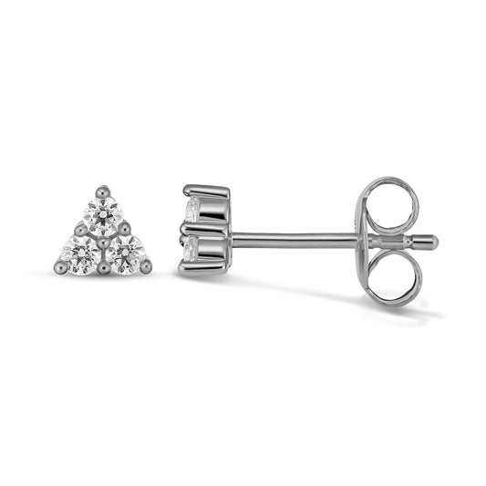 Harmony 9CT White Gold Trilogy Cubic Zirconia Earrings