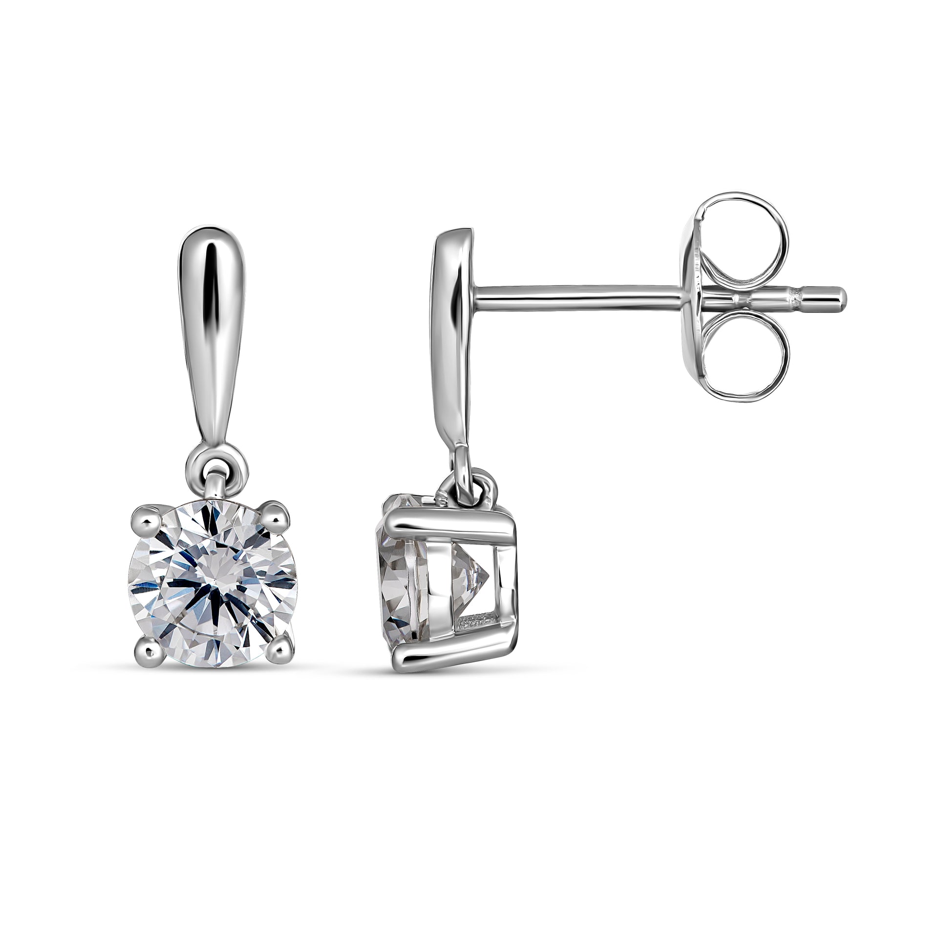 Timeless 9CT White Gold Round Claw Set Earrings – DM Jewellers