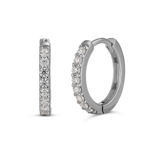 Essential 9CT White Gold Hoop and Drop Cubic Zirconia Earrings