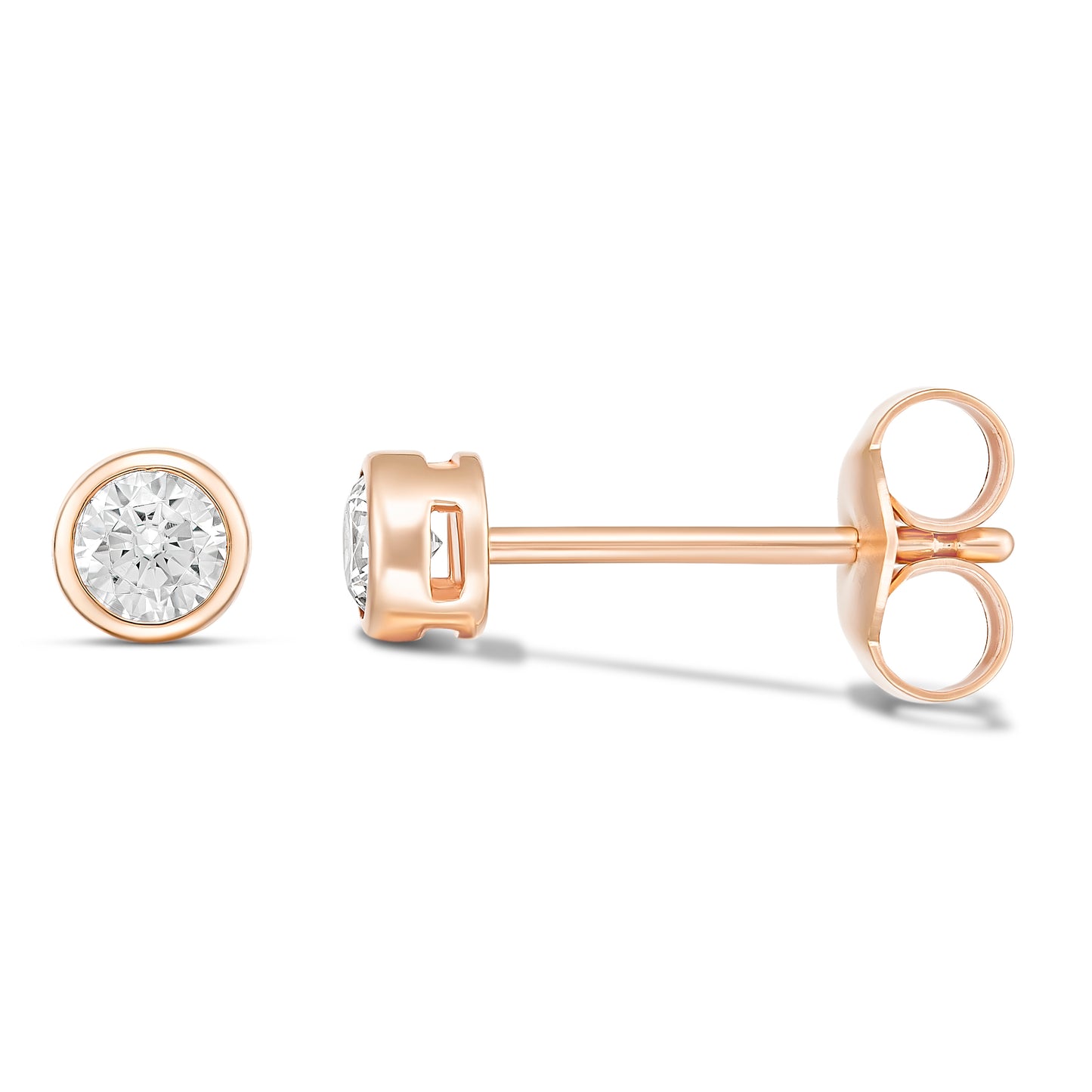 Eternal 9CT Rose Gold Cubic Zirconia Bezel Set Studs