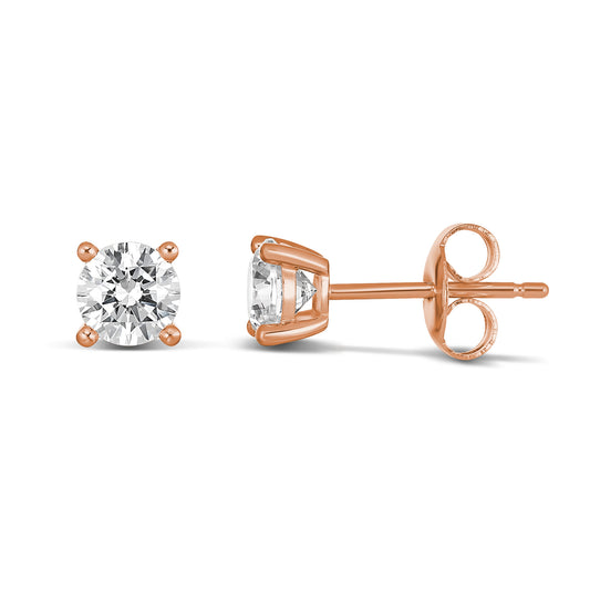 Radiant Essence 9CT Rose Gold Claw Set Cubic Zirconia Studs