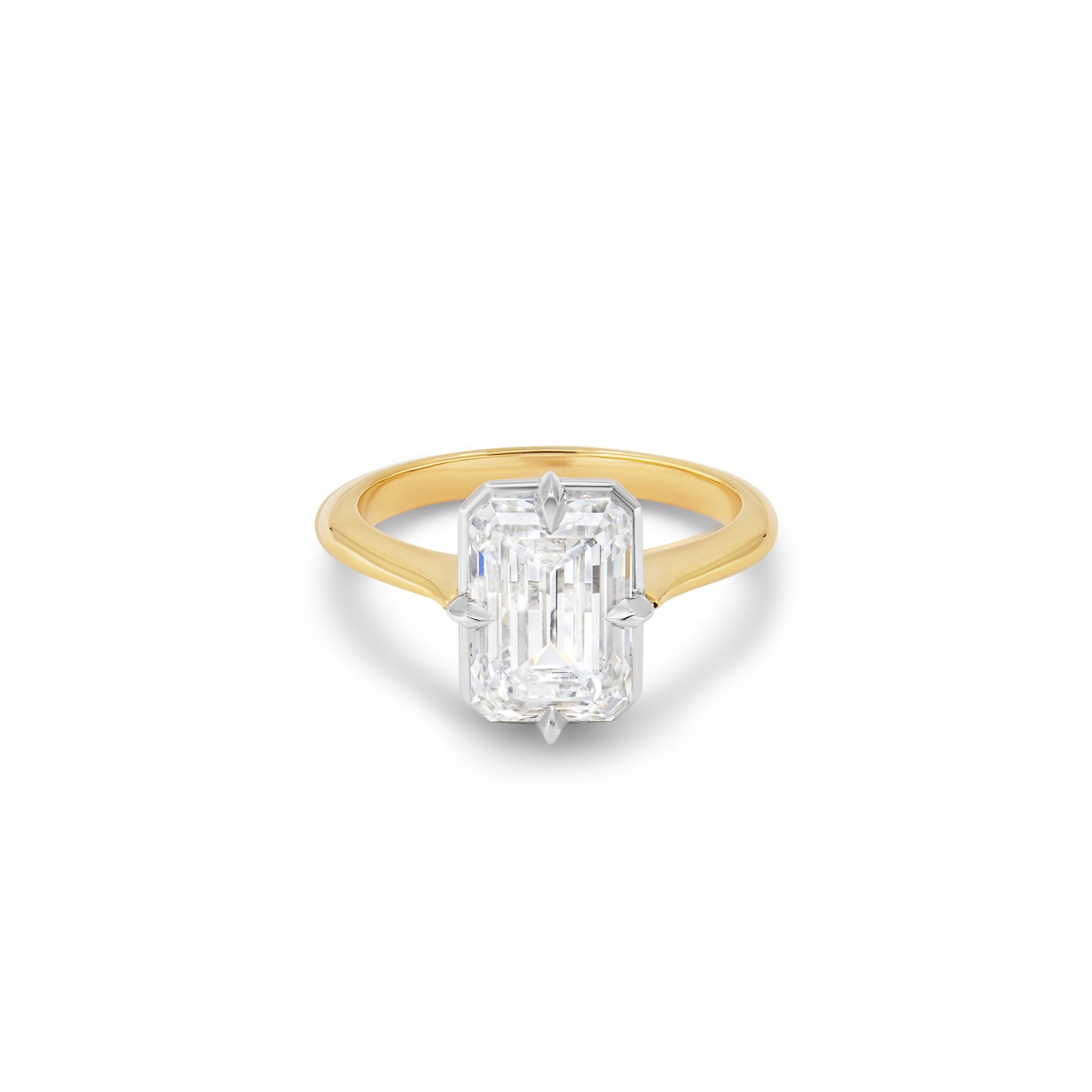 3ct Antique Inspired Compass Set Emerald Cut Diamond Engagement Ring