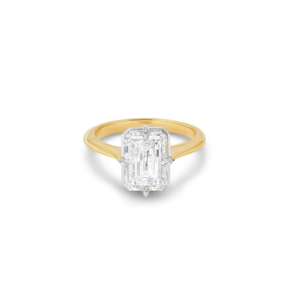 3ct Antique Inspired Compass Set Emerald Cut Diamond Engagement Ring
