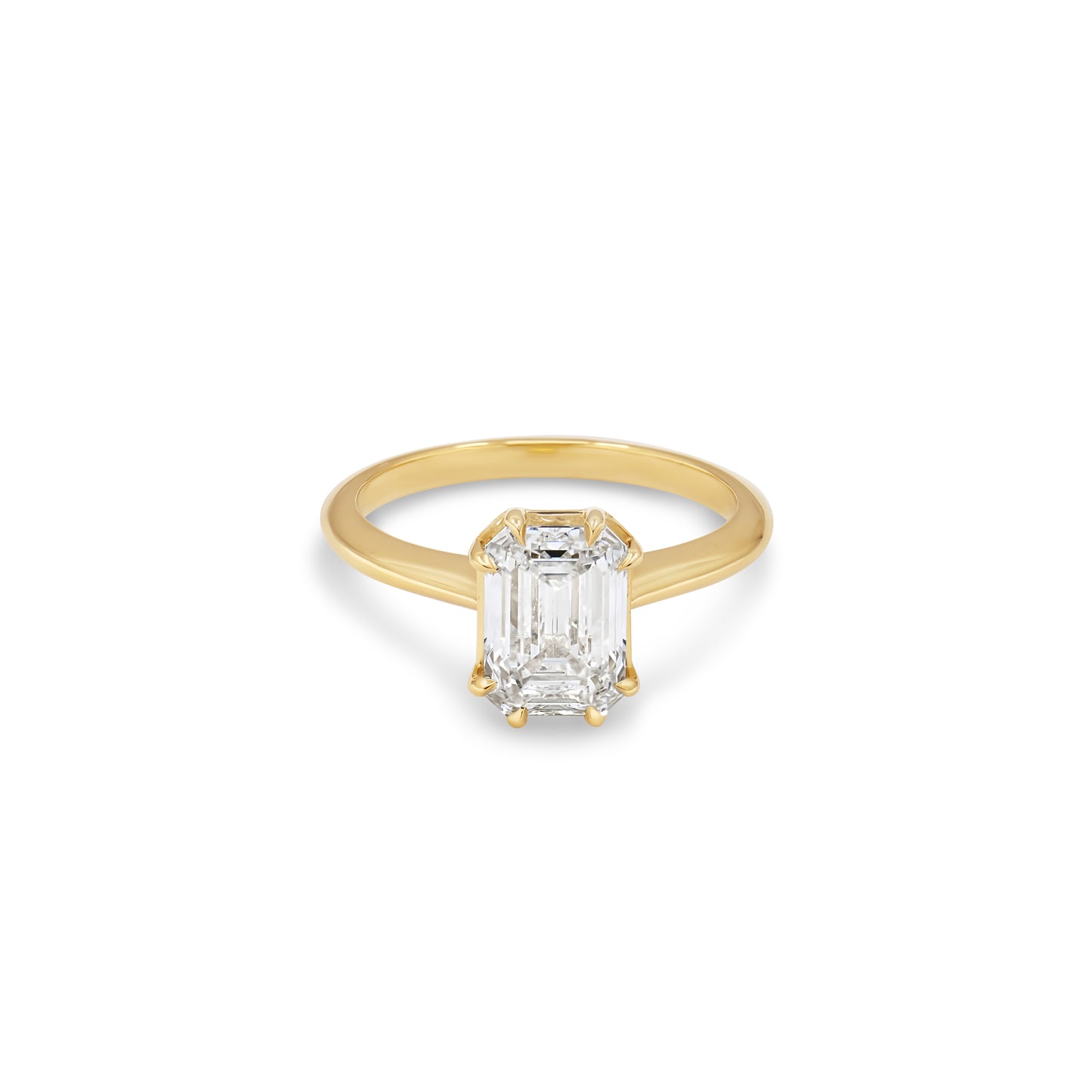 2ct Antique Style Double Claw Emerald Diamond Ring