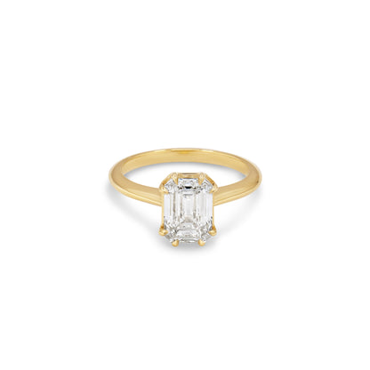 2ct Antique Style Double Claw Emerald Diamond Ring
