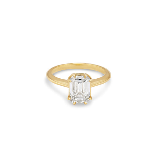 2ct Antique Style Double Claw Emerald Diamond Ring