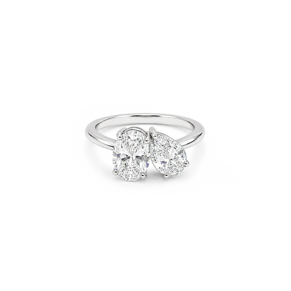 Toi et Moi 1.5ct Oval & 1ct Pear set in Platinum