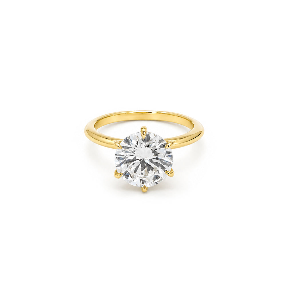 3ct Round Six Claw Solitaire Engagement Ring with Knife Edge Band