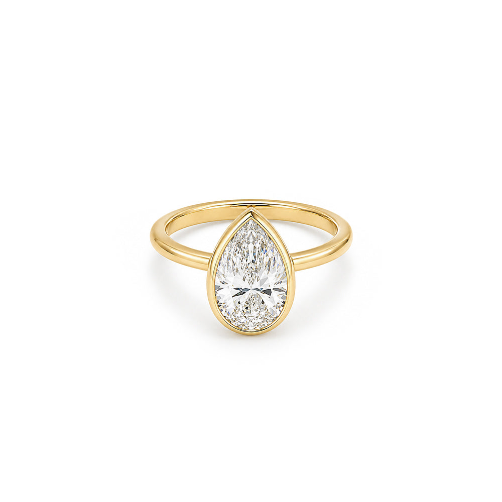 3ct Pear Bezel Solitaire with Platinum Basket