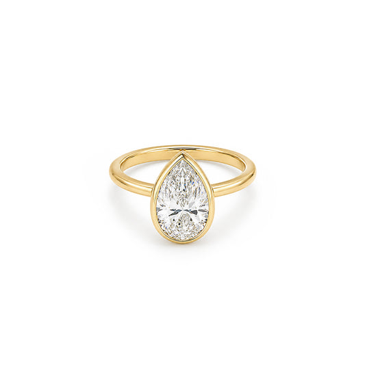 3ct Pear Bezel Solitaire with Platinum Basket