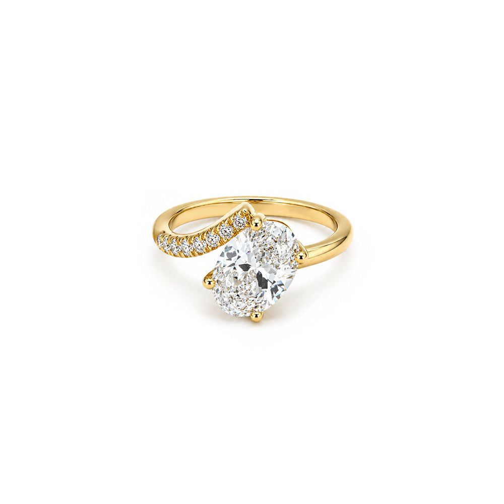 2.77ct Bespoke Asymmetrical Band Oval Solitaire