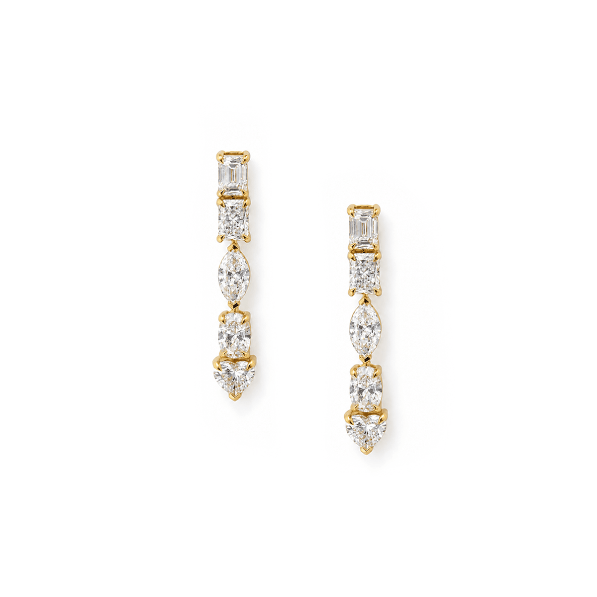 18ct Yellow Gold Fancy Cut Diamond Drop Earrings
