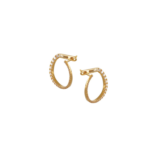 Front-Facing Diamond Huggie Earrings