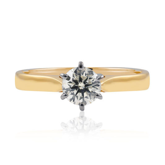 Solitaire Diamond Engagement Ring in Yellow Gold