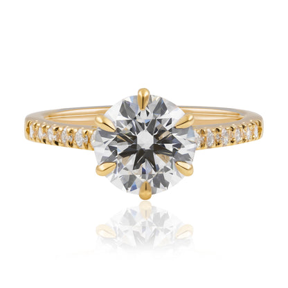 Yellow Gold Diamond Engagement Ring with Band Diamonds