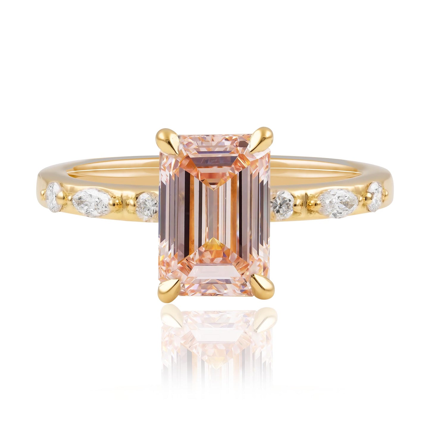 Yellow Gold Engagement Ring with Pink Lab-Grown Diamond