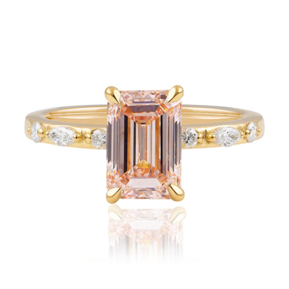 Yellow Gold Engagement Ring with Pink Lab-Grown Diamond