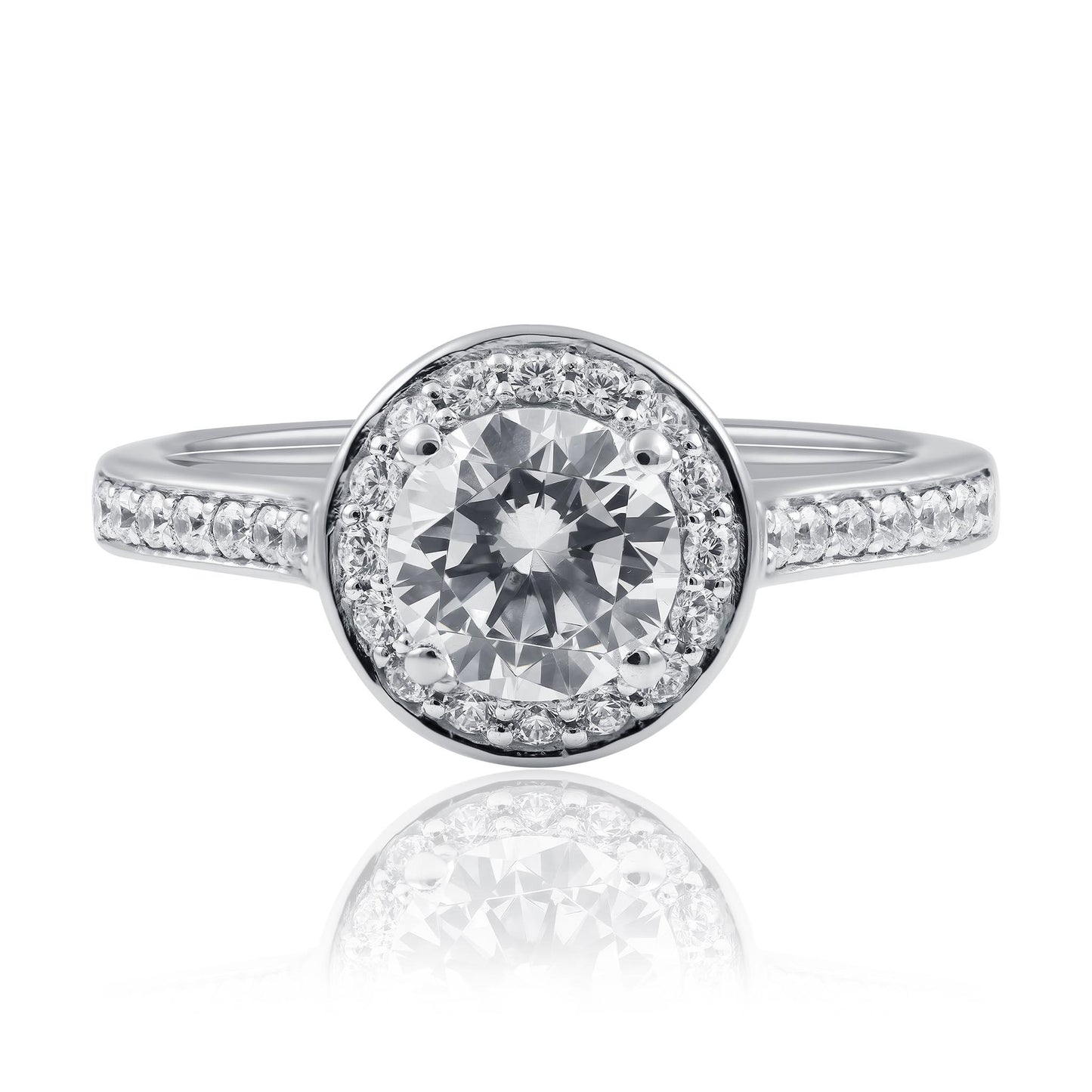 Platinum Halo Engagement Ring with Lab-Grown Diamonds