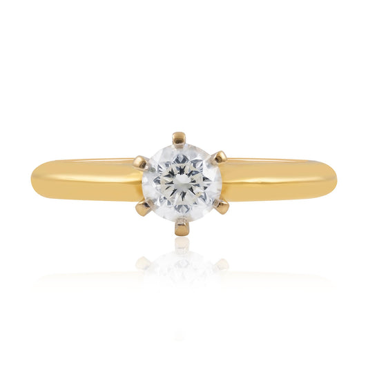 Natural Diamond Engagement Ring with a Classic Band in Yellow Gold