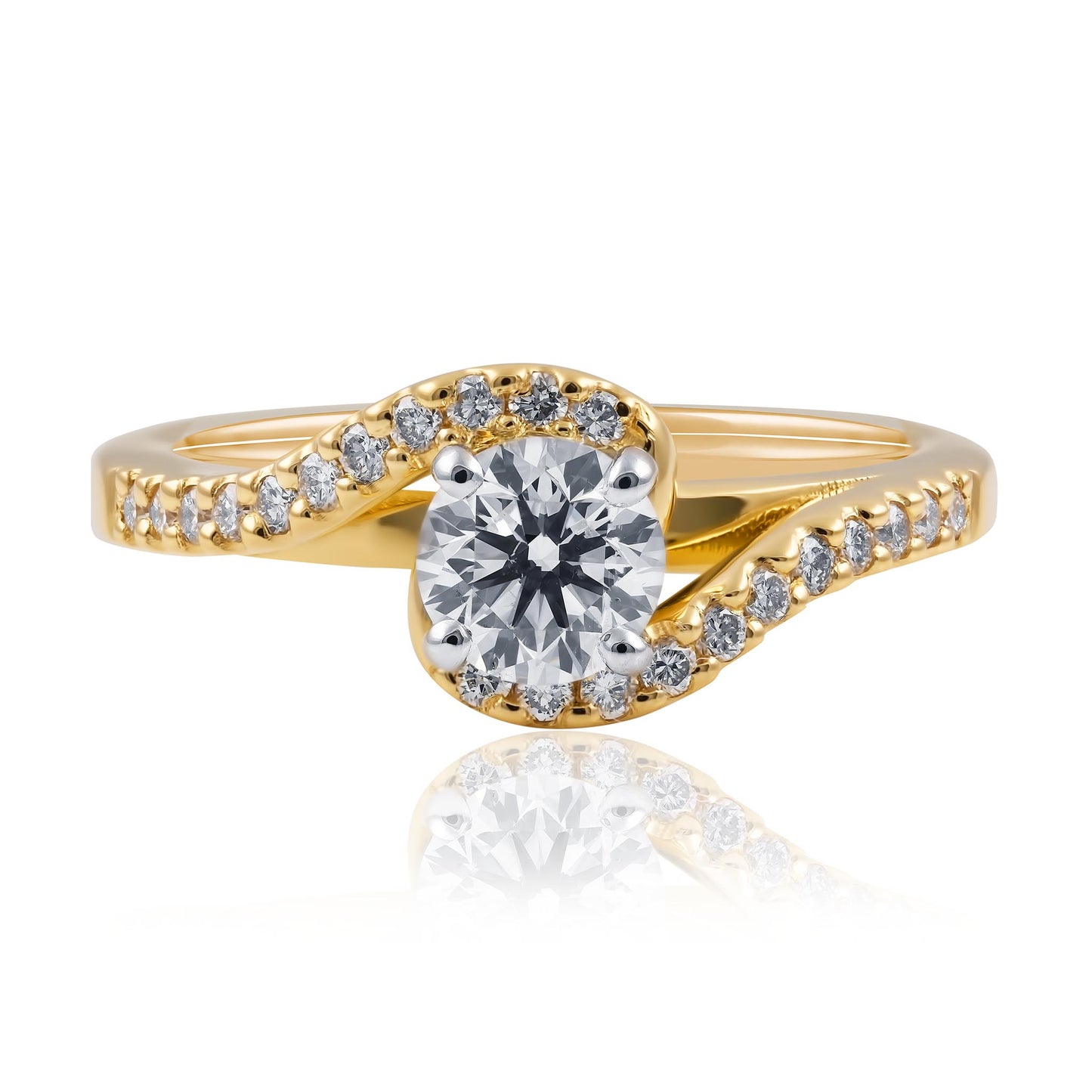 Yellow Gold and Platinum Wrap-Around Lab-Grown Diamond Engagement Ring