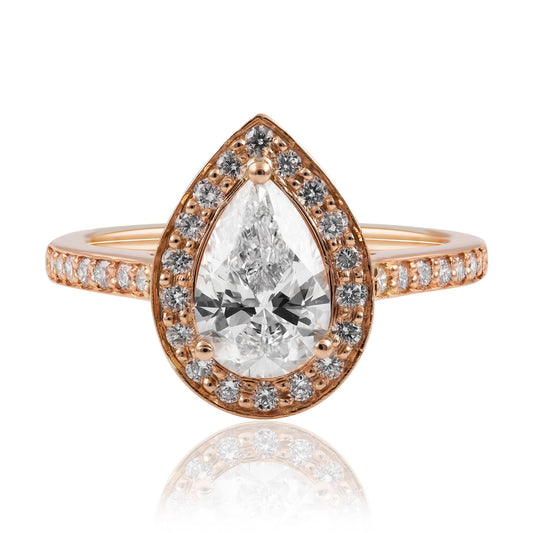 Rose Gold Pear-Shaped Halo Engagement Ring