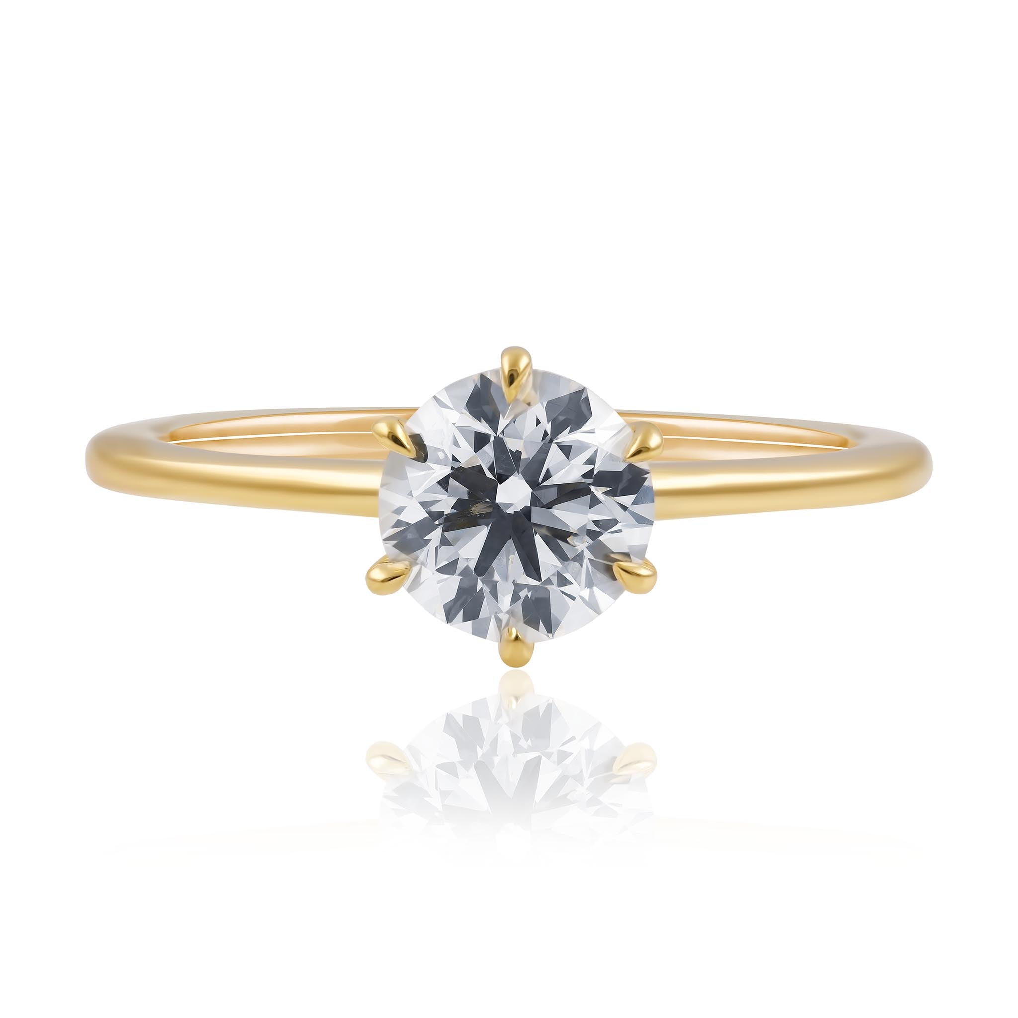 Classic Yellow Gold Solitaire Engagement Ring with 1ct Diamond