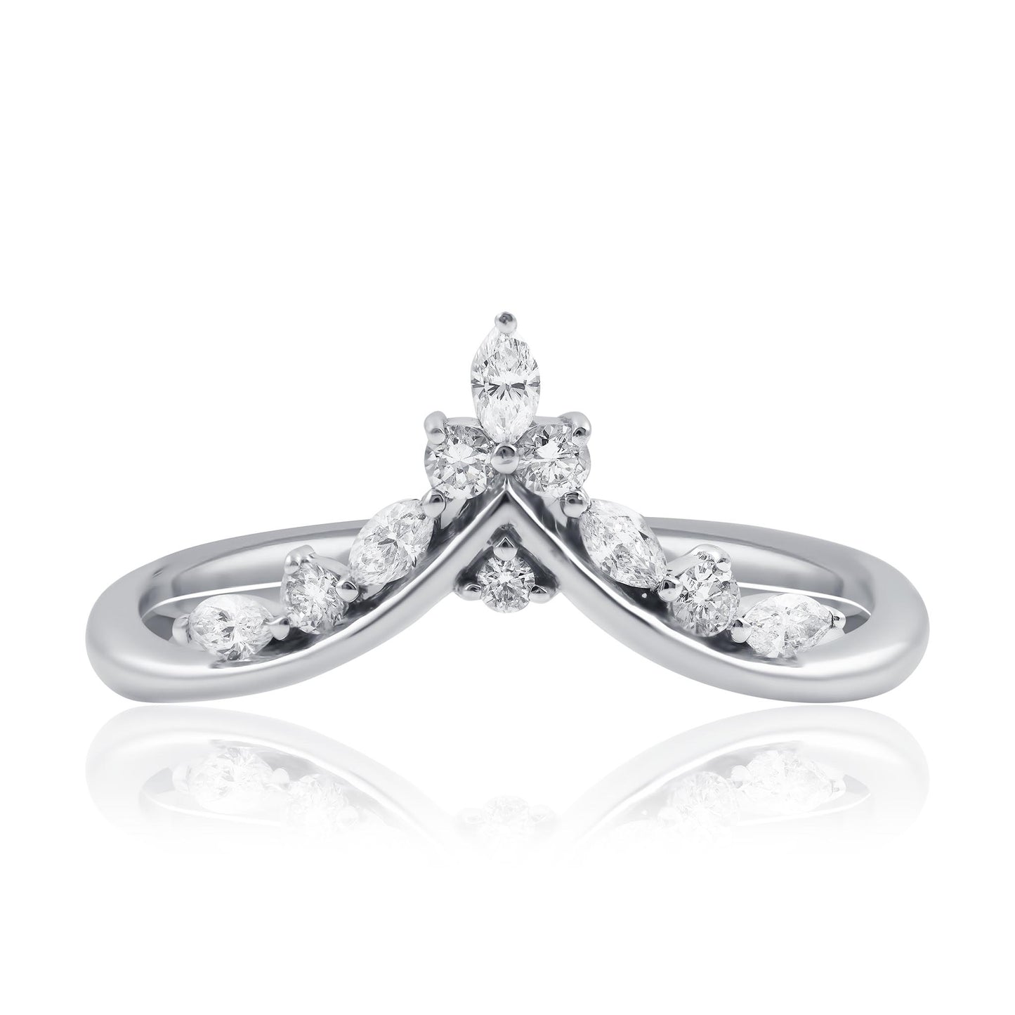 Diamond Set V shaped wedding Ring