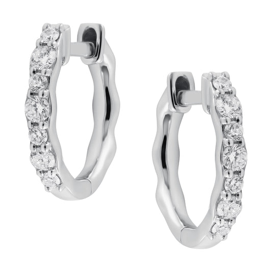 White Gold Diamond Huggie Earrings