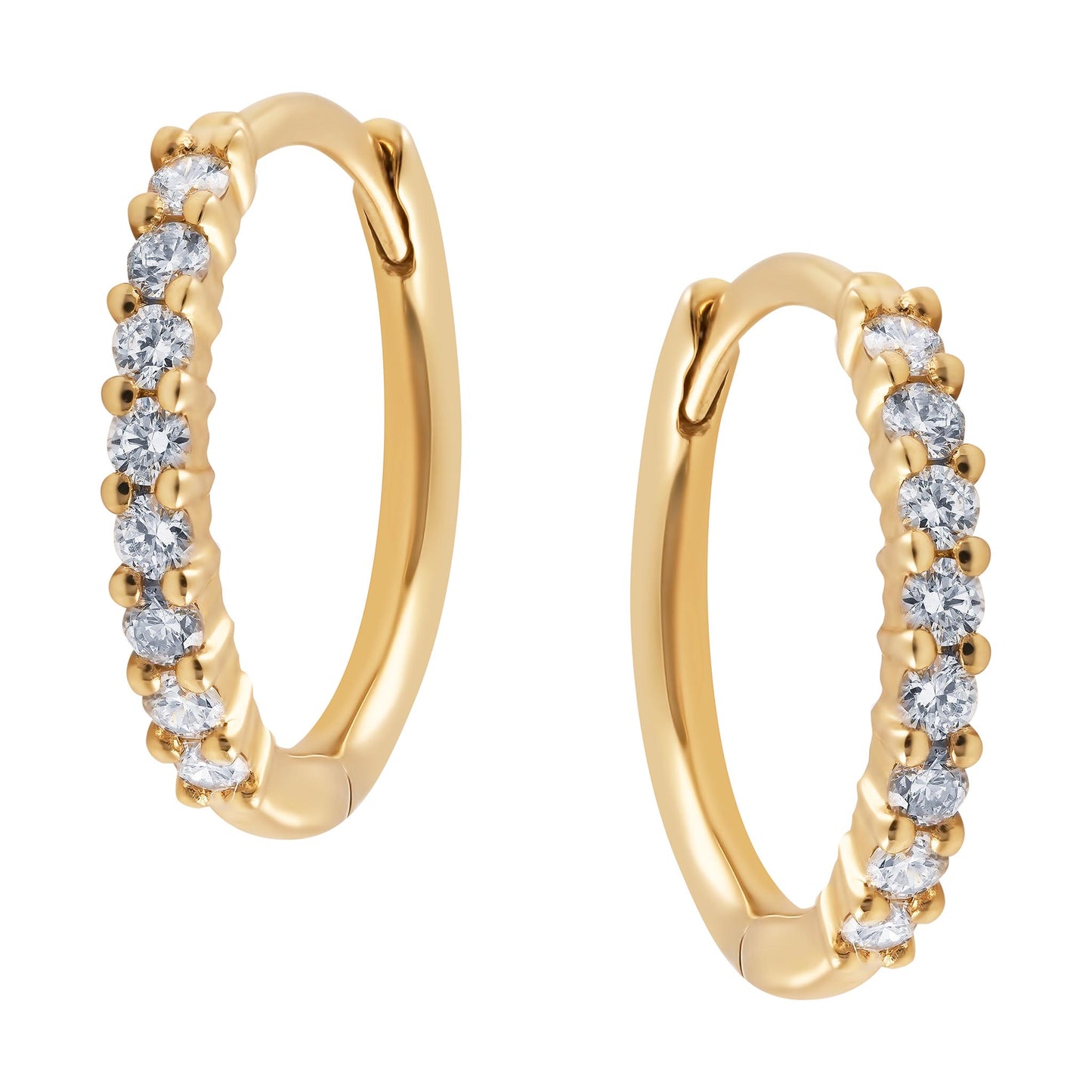 Yellow Gold Diamond Huggie Earrings