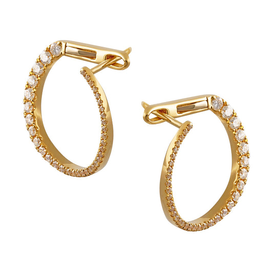 Yellow Gold Diamond Huggie Earrings