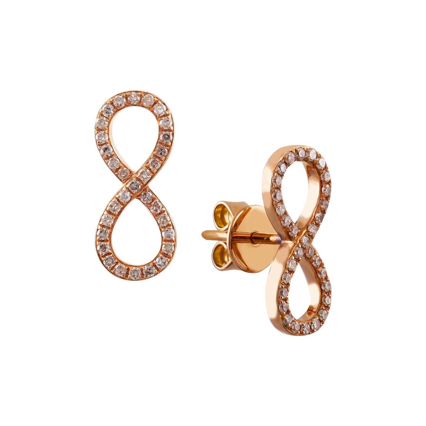 Infinity Diamond Rose Gold Stud Earrings