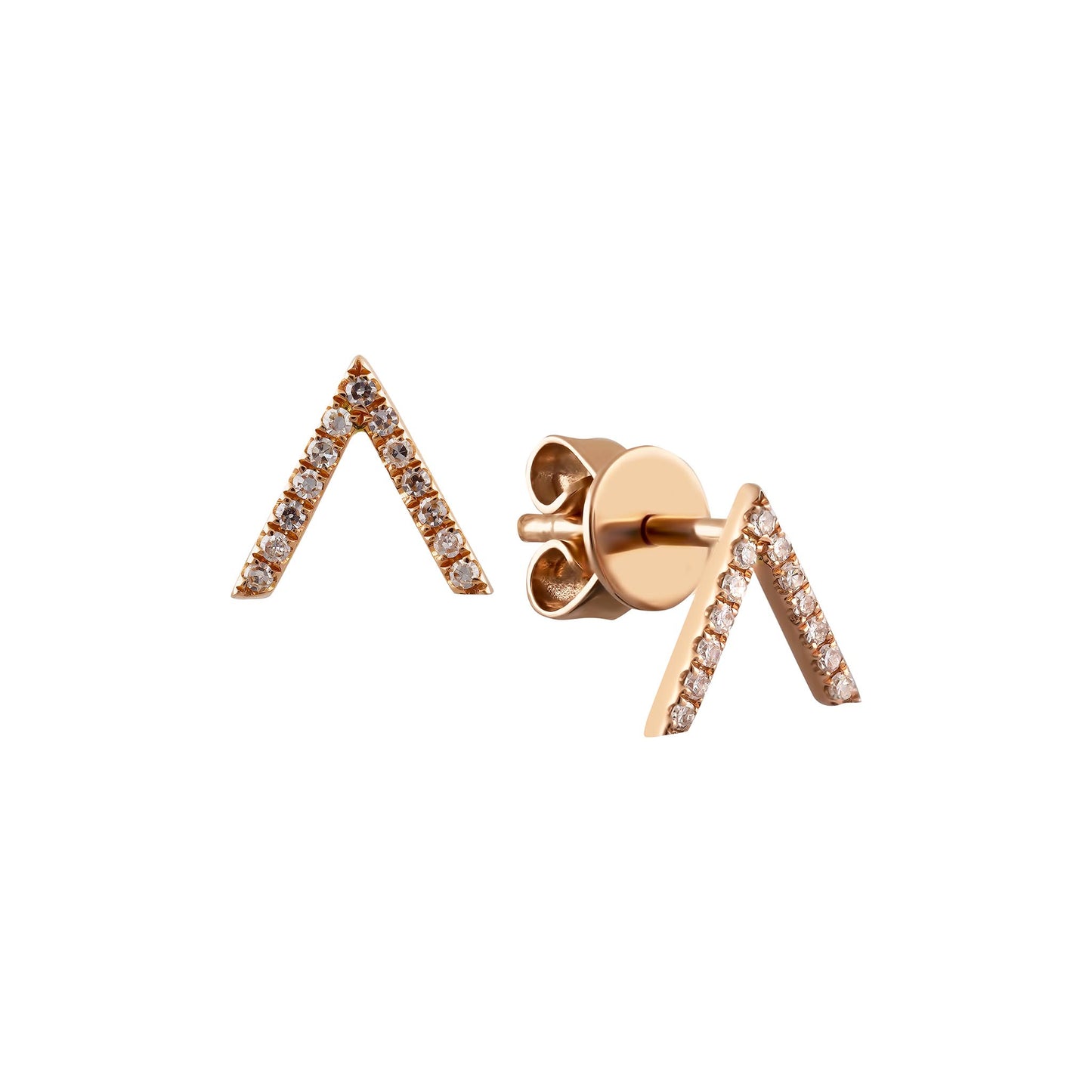 V Shaped rose gold diamond stud Earrings