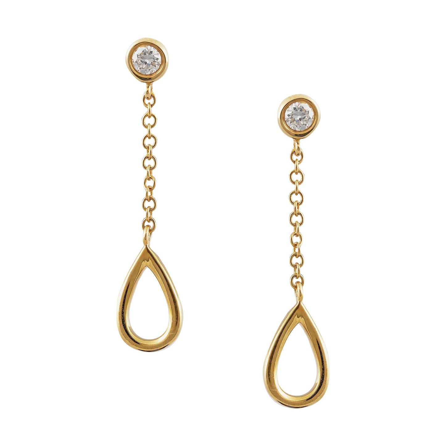 Yellow Gold Diamond Drop Stud Earrings