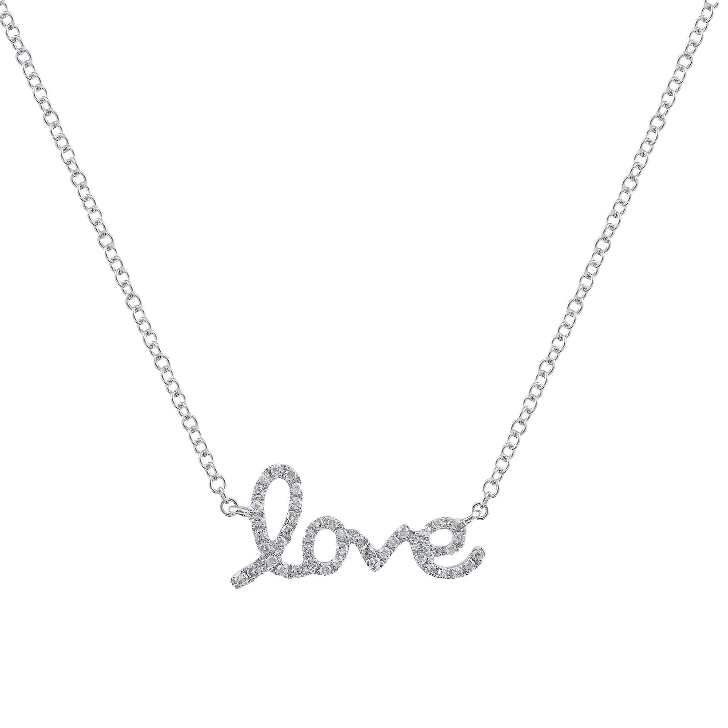 Natural Diamond Love Necklace in White Gold