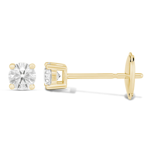 18CT Yellow Gold 4 - Claw Fine Diamond Studs