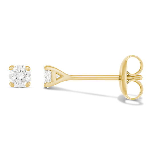 Classic Elegance 9CT Yellow Gold 4 - Claw Diamond Studs