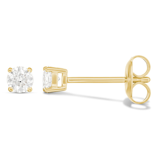 Luxe 9CT Yellow Gold 4 - Claw Diamond Studs