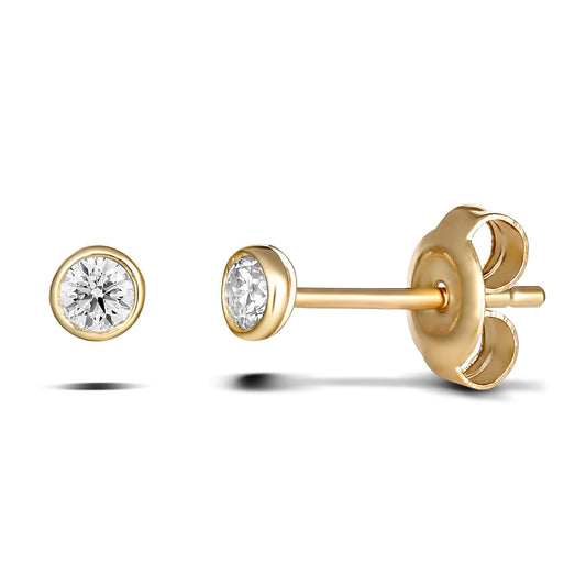 Circle 9CT Yellow Gold Bezel-Set Diamond Studs