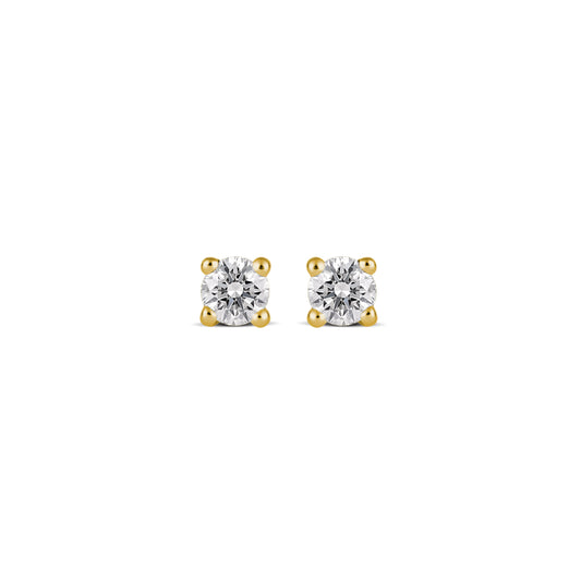 Modest 9CT Yellow Gold 4-Claw Diamond Earrings