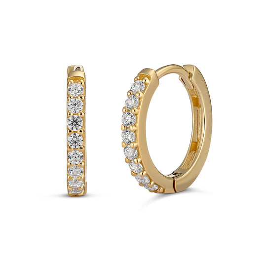 Timeless Elegance 9CT Yellow Gold Claw Set Huggies