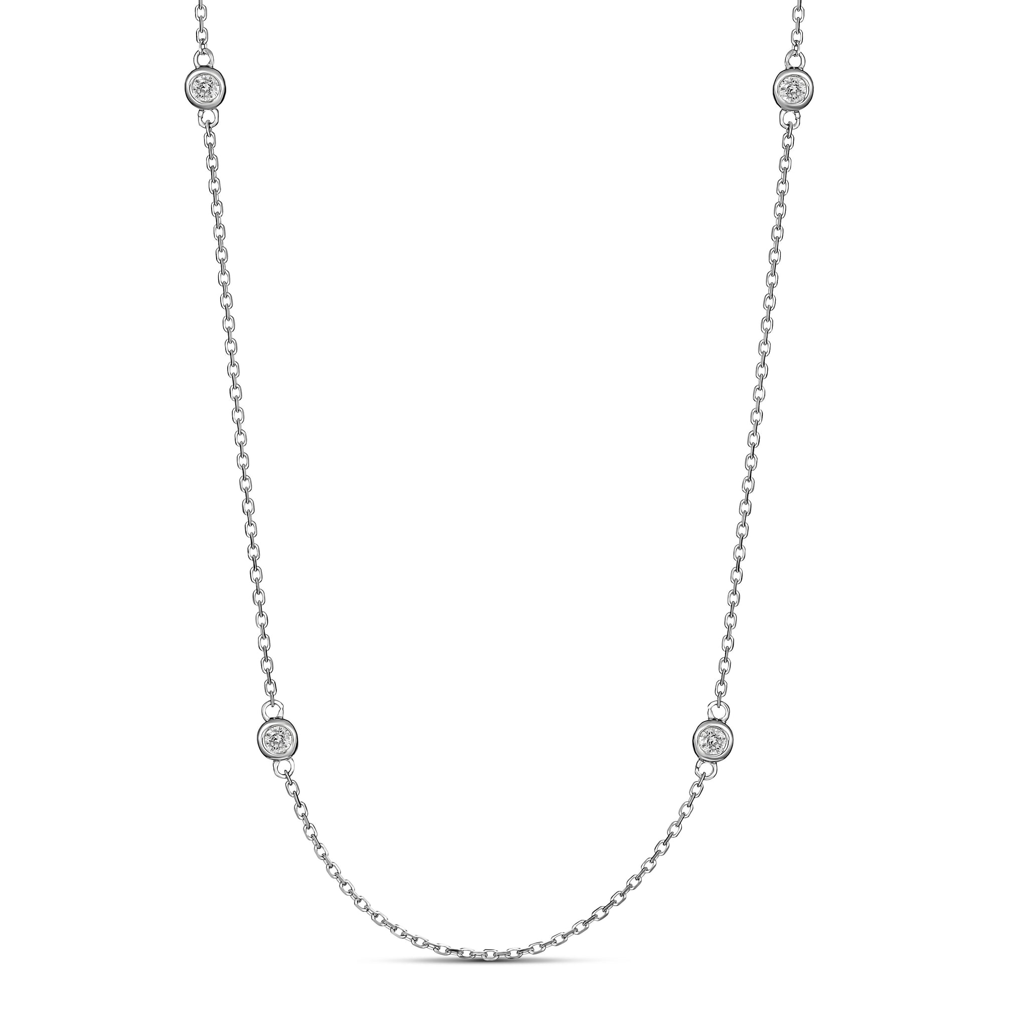18ct White Gold Bezel Set Diamond Necklace