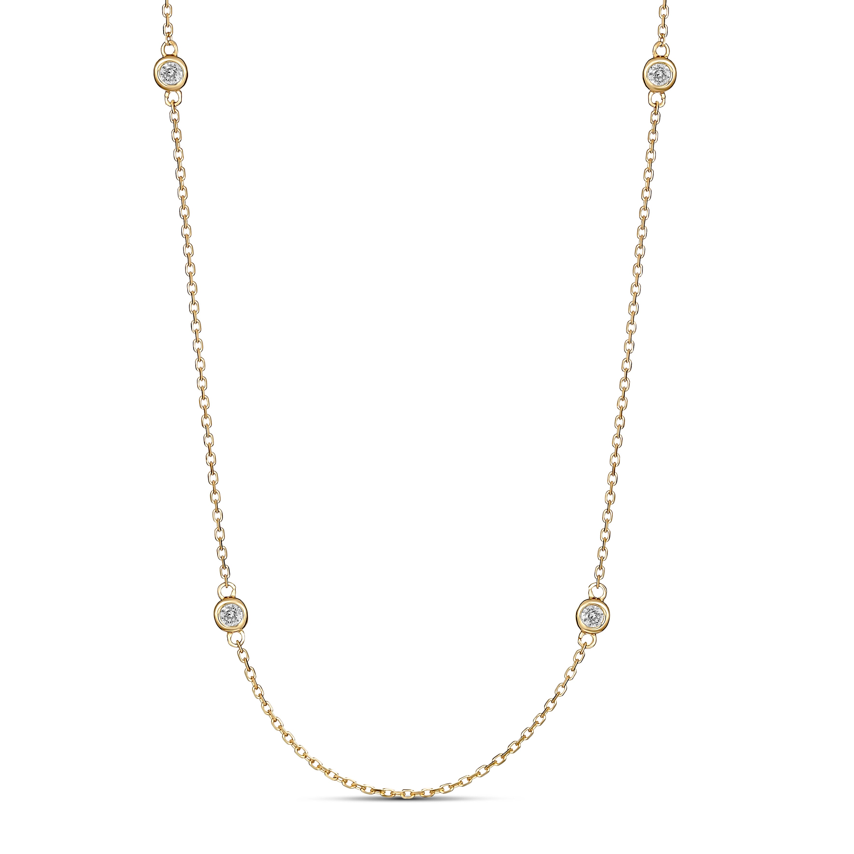 18ct Yellow Gold Bezel Set Diamond Necklace