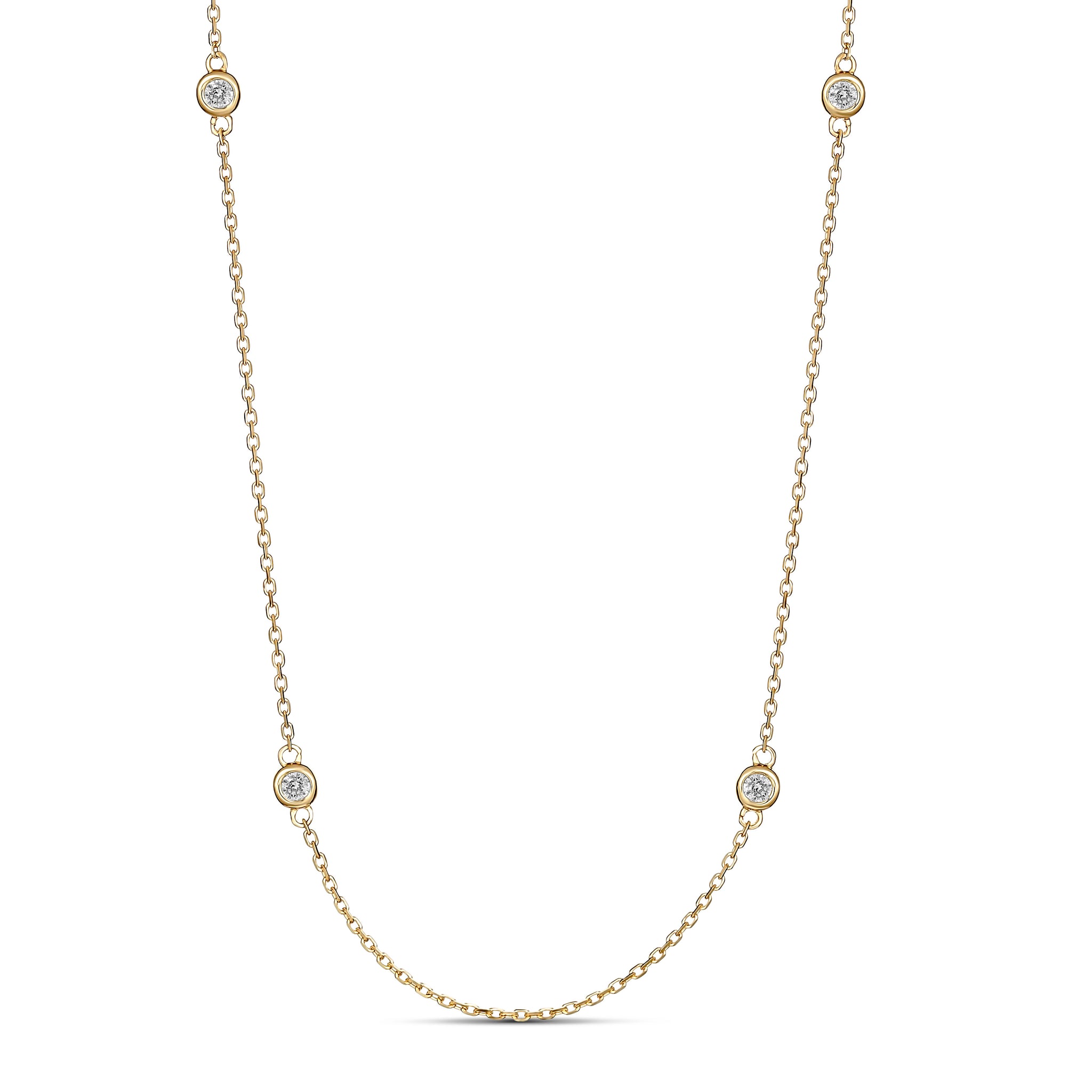 18ct Yellow Gold Bezel Set Diamond Necklace