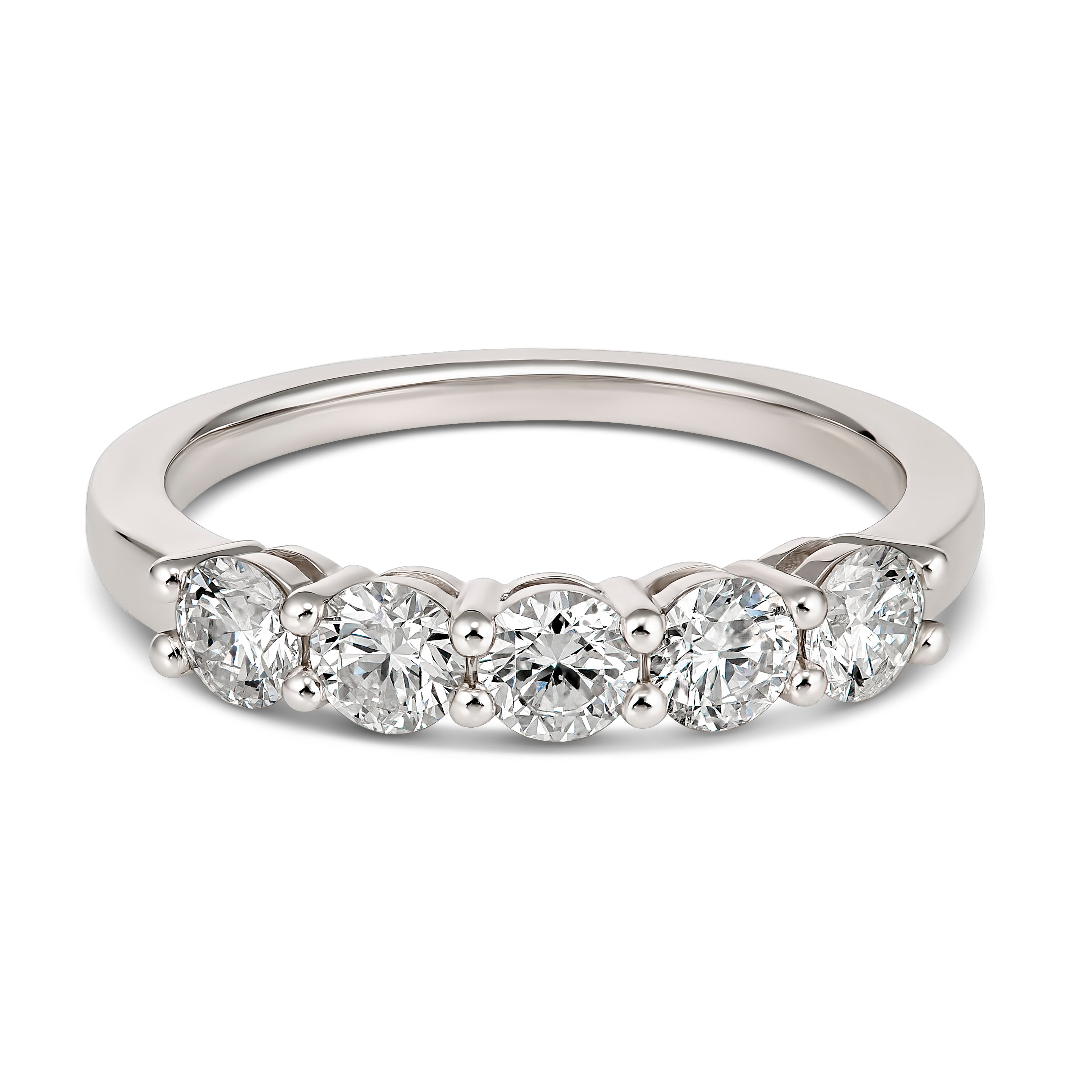 18CT White Gold Band with 5 Sparkling Diamonds